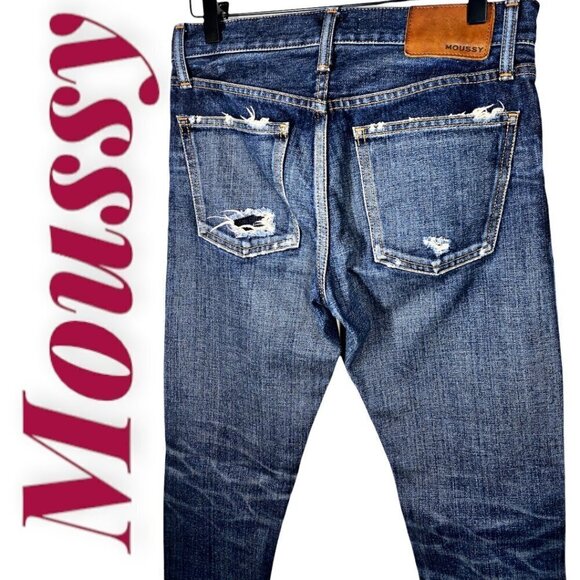 MOUSSY ISKO VINTAGE Busted Knee Buttonfly Mid-Rise Skinny Leg Jeans, Size 25 - Picture 6 of 12